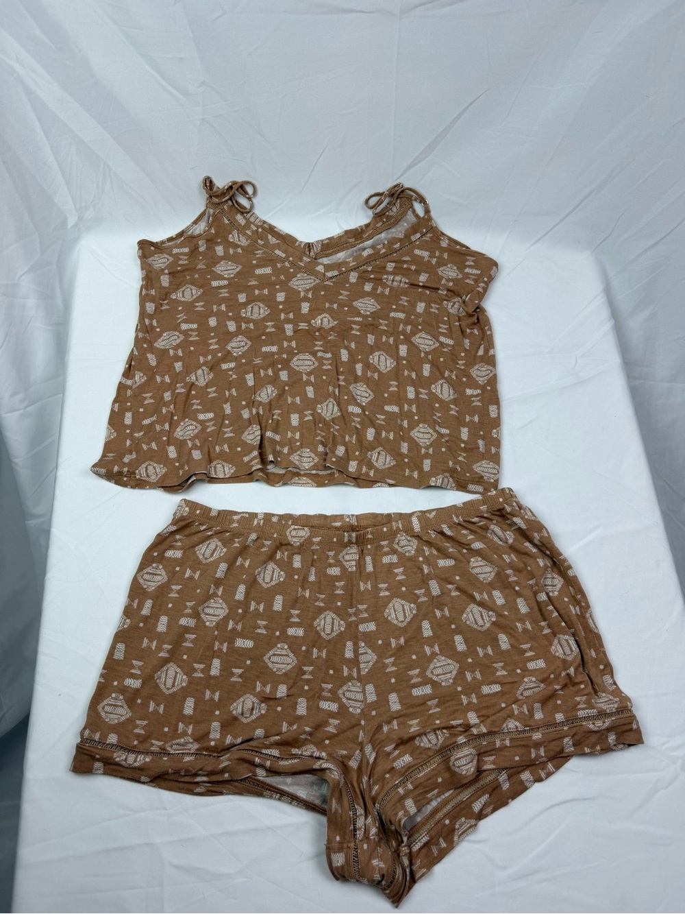 Cozy Printed Brown Sleep Tank & Shorts Set